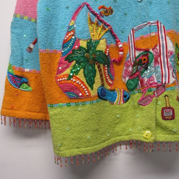Design Options Philip Jane Gordon Beach Purse Hat Makeup Art To Wear Sweater M - Picture 2 of 5